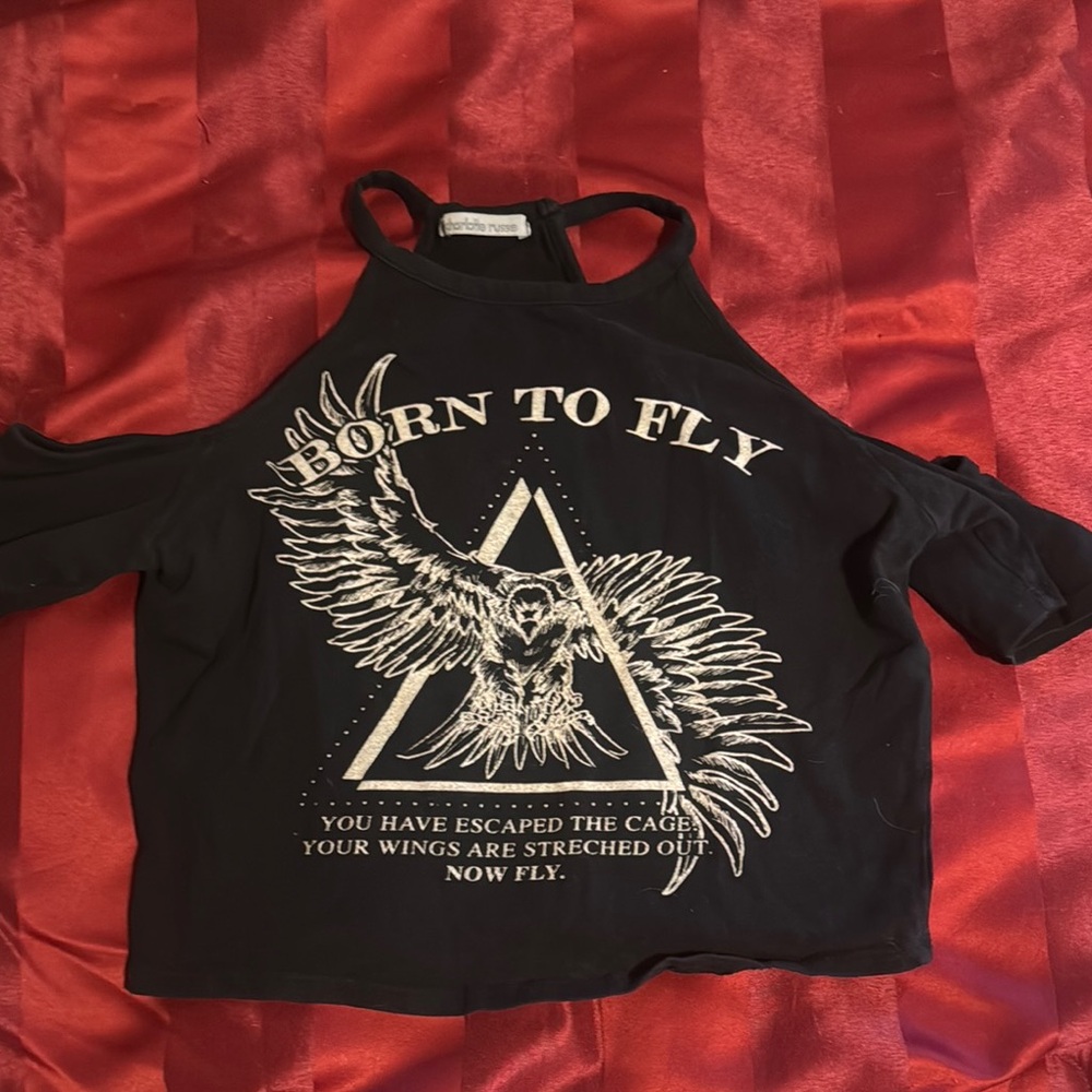 Charlotte Russe Black Graphic Crop Top